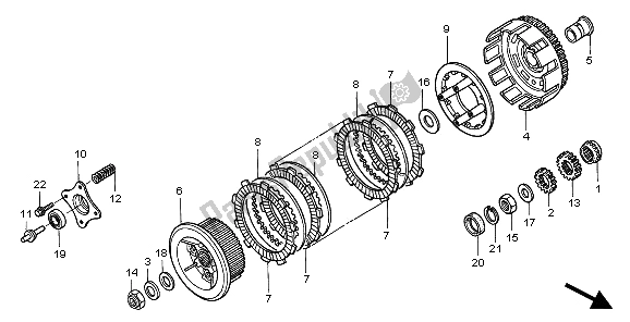 All parts for the Clutch of the Honda XR 250R 1997