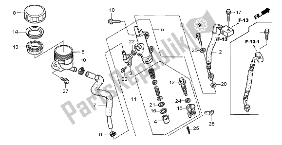 All parts for the Rr. Brake Master Cylinder of the Honda NT 700V 2009