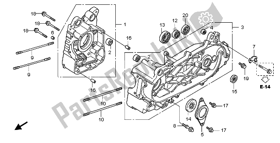 All parts for the Crankcase of the Honda SH 150S 2007