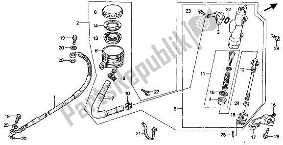 Tutte le parti per il Pompa Freno Posteriore del Honda XRV 750 Africa Twin 1994