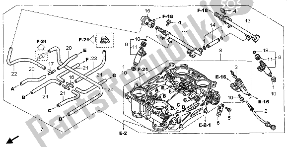 Alle onderdelen voor de Gasklephuis (assy.) van de Honda VFR 800 2007