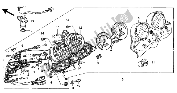 All parts for the Meter (mph) of the Honda XL 1000V 2001