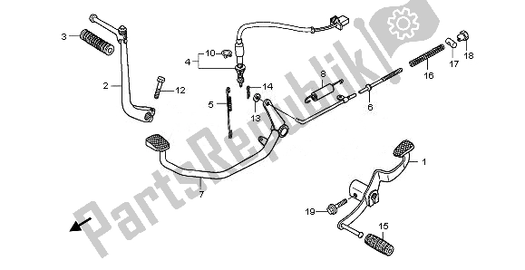 All parts for the Pedal & Kick Starter Arm of the Honda ANF 125 2011