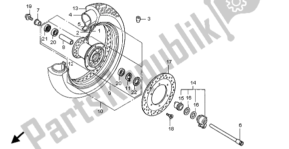 All parts for the Front Wheel of the Honda VT 750C 1998