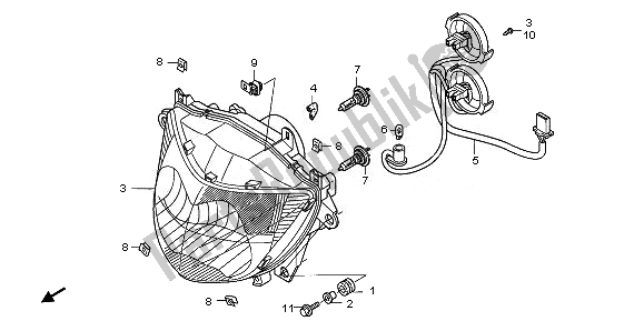 All parts for the Headlight (eu) of the Honda NT 700V 2008