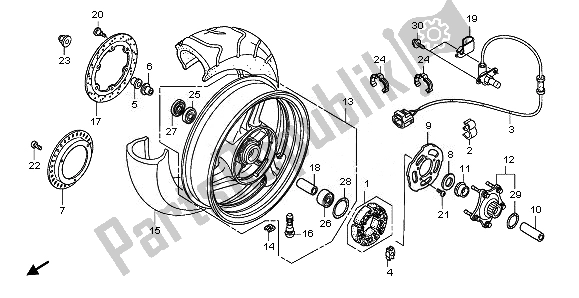 All parts for the Rear Wheel of the Honda NT 700 VA 2008