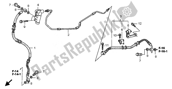 All parts for the Rear Brake Pipe of the Honda FES 150 2008