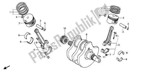 Toutes les pièces pour le Vilebrequin Et Piston du Honda VT 600C 1989