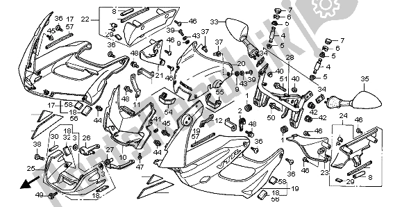 All parts for the Cowl of the Honda VTR 1000F 2002