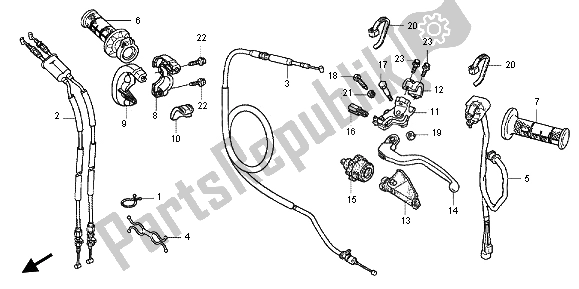 Alle onderdelen voor de Handvat Hendel & Schakelaar & Kabel van de Honda CRF 250R 2012