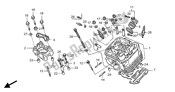 All parts for the Front Cylinder Head of the Honda NT 650V 2004