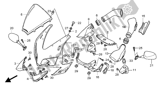 Tutte le parti per il Cappuccio Superiore del Honda CBR 600 RR 2004