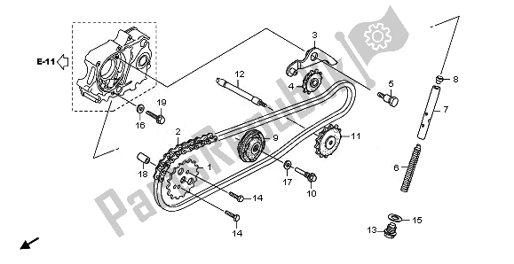 All parts for the Cam Chain & Tensioner of the Honda CRF 70F 2011