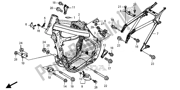 All parts for the Frame Body of the Honda CRF 250R 2014