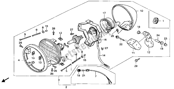 Tutte le parti per il Faro del Honda CMX 450C 1988