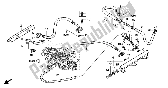 All parts for the Throttle Body (tubing) of the Honda GL 1800A 2003