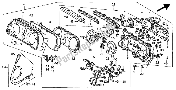 Tutte le parti per il Metro (kmh) del Honda ST 1100 1997