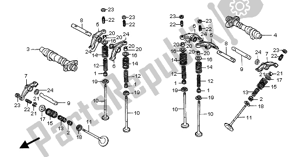 Todas las partes para árbol De Levas Y Válvula de Honda NT 650V 2001