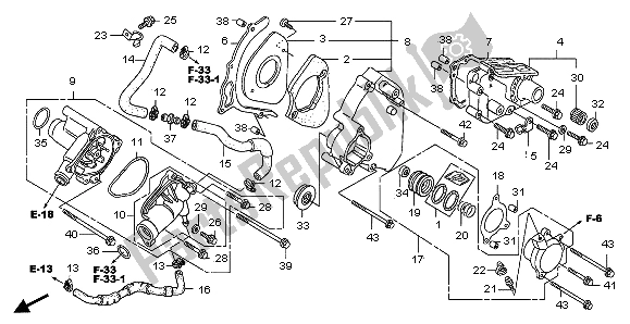 Tutte le parti per il Coperchio Posteriore Sinistro E Pompa Dell'acqua del Honda CB 1300 2007