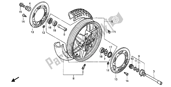 Todas las partes para Rueda Delantera de Honda VFR 750F 1989