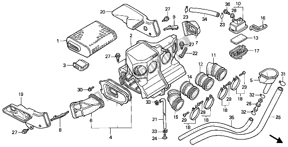 All parts for the Air Cleaner of the Honda CBR 1000F 1990