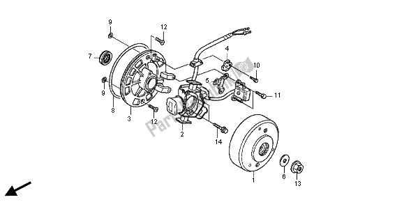 All parts for the Generator of the Honda CRF 50F 2012