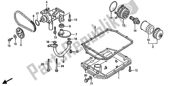 All parts for the Oil Pump of the Honda ST 1100 1994