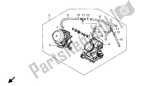 Alle onderdelen voor de Carburateur (assy.) van de Honda XL 600V Transalp 1998