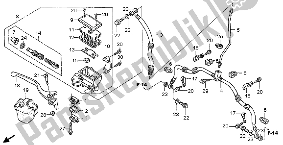 All parts for the Fr. Brake Master Cylinder of the Honda TRX 400 FA Fourtrax Rancher AT 2006