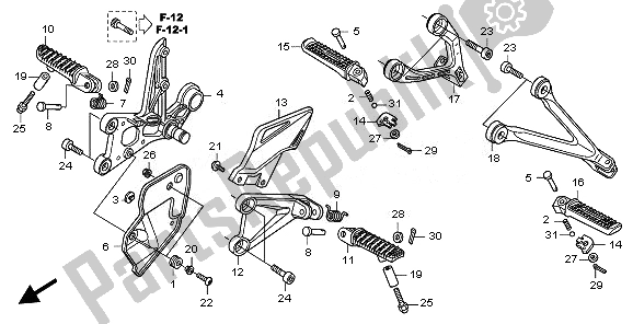 All parts for the Step of the Honda CBR 1000 RR 2010