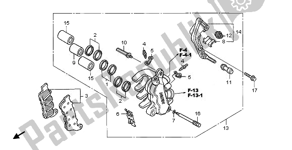 Toutes les pièces pour le L. étrier De Frein Avant du Honda NT 700V 2008