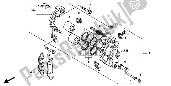 All parts for the Front Brake Caliper of the Honda CRF 250R 2014