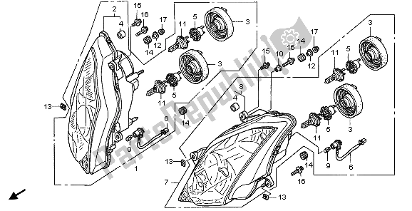 Alle onderdelen voor de Koplamp (uk) van de Honda VFR 800A 2007