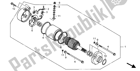 All parts for the Starting Motor of the Honda TRX 250 EX Sportrax 2007