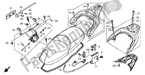 All parts for the Seat & Rear Carrier of the Honda FES 125A 2008