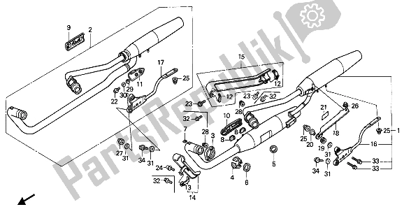 All parts for the Exhaust Muffler of the Honda VT 600C 1988