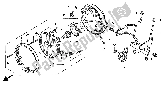 Tutte le parti per il Faro (eu) del Honda CB 500 2002