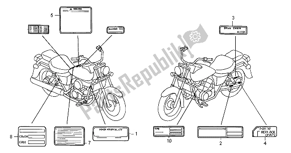 Alle onderdelen voor de Waarschuwingsetiket van de Honda VT 125C2 2000