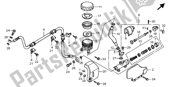 Todas las partes para Rr. Brake Cilindro Maestro de Honda VT 1100C3 1999