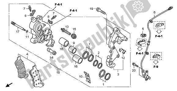 All parts for the R. Front Brake Caliper of the Honda CB 1000 RA 2011