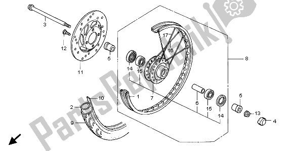 Toutes les pièces pour le Roue Avant du Honda ANF 125 2009