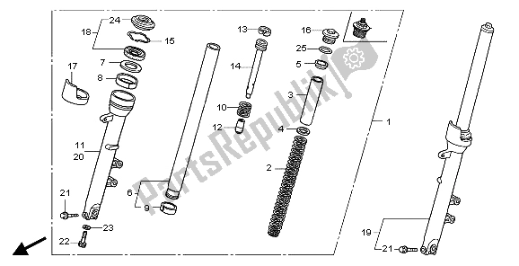 Todas as partes de Garfo Dianteiro do Honda CBF 600N 2007