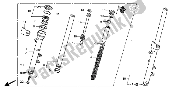 All parts for the Front Fork of the Honda CBF 600N 2007