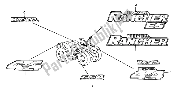 Wszystkie części do Znak Honda TRX 350 FE Rancher 4X4 ES 2001