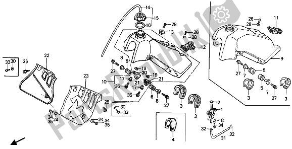 Tutte le parti per il Serbatoio Di Carburante del Honda CR 125R 1985