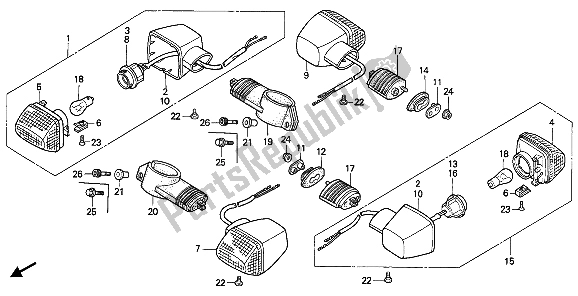 All parts for the Winker of the Honda NTV 650 1989