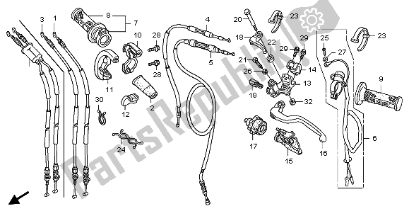 Todas las partes para Manejar Palanca E Interruptor Y Cable de Honda CRF 250R 2004