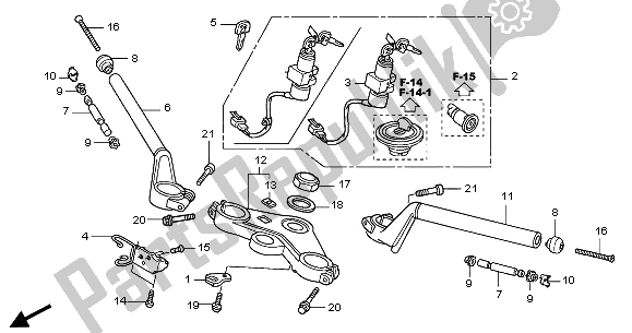 Alle onderdelen voor de Handvatpijp & Hoogste Brug van de Honda CBR 125 RS 2005