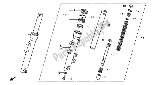 All parts for the Front Fork of the Honda PES 125R 2011