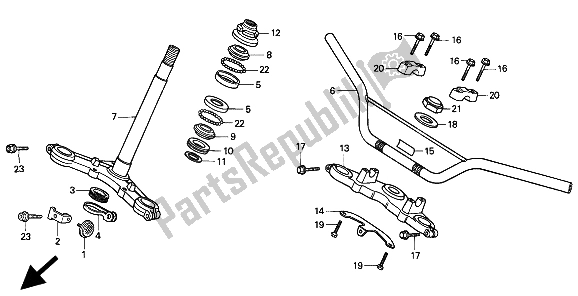 All parts for the Handle Pipe & Top Bridge & Steering Stem of the Honda XR 80R 1994
